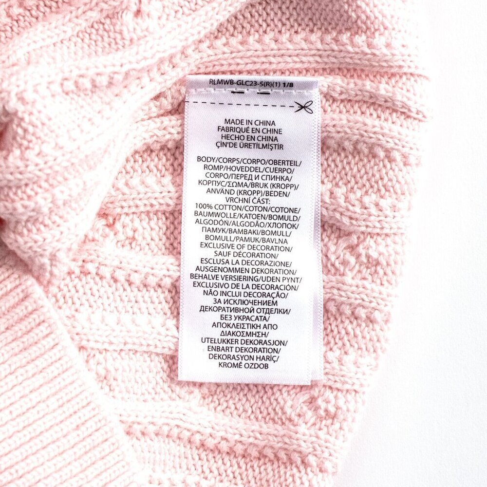 NEW Polo Ralph Lauren Girls Cable Knit Cotton Sweater Dress Pale Pink $75 M 8-10 - Picture 9 of 10